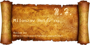 Miloszav Hetény névjegykártya